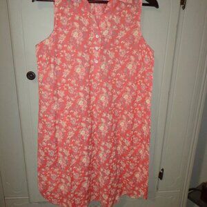 NWOT Old Ranch Sleeveless Dress S Tie Waist Belt Floral Coral Multi Pockets